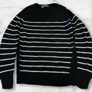 360 Sweater Semi Sheer Black with White Stripes Size M